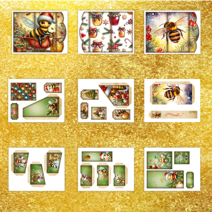 Bee Christmas Tags and Folio Kit