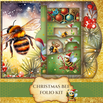 Bee Christmas Tags and Folio Kit