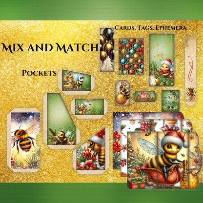 Bee Christmas Tags and Folio Kit